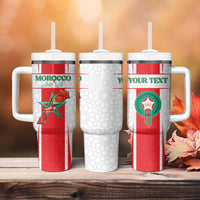 Custom Morocco Football Tumbler With Handle Go Champions Atlas Lions - White - Wonder Print Shop