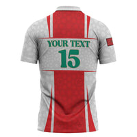 Custom Morocco Football Zipper Polo Shirt Go Champions Atlas Lions - White - Wonder Print Shop