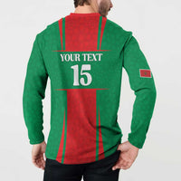 Custom Morocco Football Button Sweatshirt Go Champions Atlas Lions - Red - Wonder Print Shop