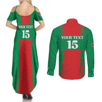 Custom Morocco Football Couples Matching Summer Maxi Dress and Long Sleeve Button Shirt Go Champions Atlas Lions - Red - Wonder Print Shop