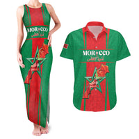 Custom Morocco Football Couples Matching Tank Maxi Dress and Hawaiian Shirt Go Champions Atlas Lions - Red - Wonder Print Shop