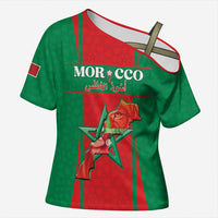 Custom Morocco Football Cross Shoulder Shirt Go Champions Atlas Lions - Red - Wonder Print Shop