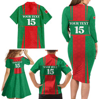 Custom Morocco Football Family Matching Long Sleeve Bodycon Dress and Hawaiian Shirt Go Champions Atlas Lions - Red - Wonder Print Shop
