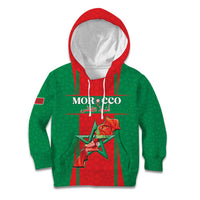 Custom Morocco Football Kid Hoodie Go Champions Atlas Lions - Red - Wonder Print Shop