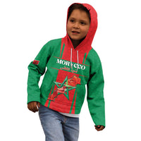Custom Morocco Football Kid Hoodie Go Champions Atlas Lions - Red - Wonder Print Shop