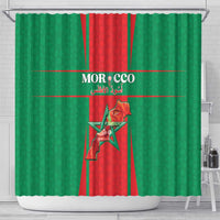 Morocco Football Shower Curtain Go Champions Atlas Lions - Red - Wonder Print Shop