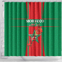 Morocco Football Shower Curtain Go Champions Atlas Lions - Red - Wonder Print Shop