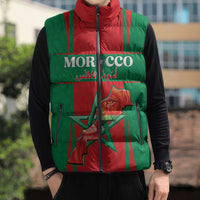 Custom Morocco Football Sleeveless Puffer Jacket Go Champions Atlas Lions - Red - Wonder Print Shop