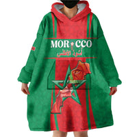 Custom Morocco Football Wearable Blanket Hoodie Go Champions Atlas Lions - Red - Wonder Print Shop
