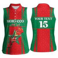 Custom Morocco Football Women Sleeveless Polo Shirt Go Champions Atlas Lions - Red - Wonder Print Shop