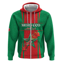 Custom Morocco Football Zip Hoodie Go Champions Atlas Lions - Red - Wonder Print Shop