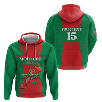 Custom Morocco Football Zip Hoodie Go Champions Atlas Lions - Red - Wonder Print Shop