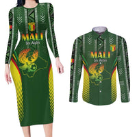 Custom Mali Football Couples Matching Long Sleeve Bodycon Dress and Long Sleeve Button Shirt Go Champions Les Aigles - Wonder Print Shop