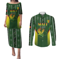 Custom Mali Football Couples Matching Puletasi and Long Sleeve Button Shirt Go Champions Les Aigles - Wonder Print Shop
