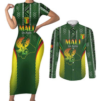 Custom Mali Football Couples Matching Short Sleeve Bodycon Dress and Long Sleeve Button Shirt Go Champions Les Aigles - Wonder Print Shop