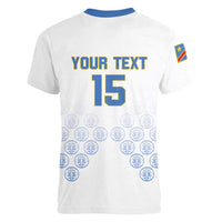 Custom DR Congo Football Women V-Neck T-Shirt Road To Champions - Wonder Print Shop