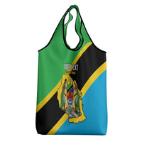 Personalised Tanzania Union Day Grocery Bag Coat Of Arms With Map