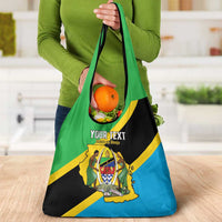 Personalised Tanzania Union Day Grocery Bag Coat Of Arms With Map