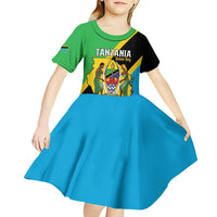 Personalised Tanzania Union Day Kid Short Sleeve Dress Coat Of Arms With Map