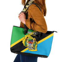 Personalised Tanzania Union Day Leather Tote Bag Coat Of Arms With Map