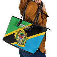 Personalised Tanzania Union Day Leather Tote Bag Coat Of Arms With Map