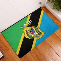 Personalised Tanzania Union Day Rubber Doormat Coat Of Arms With Map