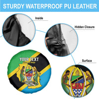 Personalised Tanzania Union Day Spare Tire Cover Coat Of Arms With Map