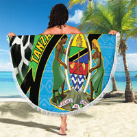 Tanzania Giraffe Beach Blanket Coat Of Arms African Pattern