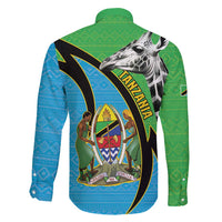 Tanzania Giraffe Family Matching Long Sleeve Bodycon Dress and Hawaiian Shirt Coat Of Arms African Pattern