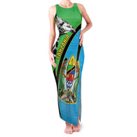 Tanzania Giraffe Family Matching Tank Maxi Dress and Hawaiian Shirt Coat Of Arms African Pattern