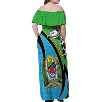 Tanzania Giraffe Off Shoulder Maxi Dress Coat Of Arms African Pattern