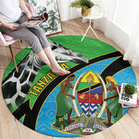 Tanzania Giraffe Round Carpet Coat Of Arms African Pattern
