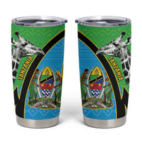 Tanzania Giraffe Tumbler Cup Coat Of Arms African Pattern