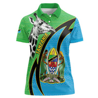 Tanzania Giraffe Women Polo Shirt Coat Of Arms African Pattern