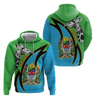 Tanzania Giraffe Zip Hoodie Coat Of Arms African Pattern
