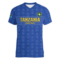 Custom Tanzania Football Women V-Neck T-Shirt Go Taifa Stars