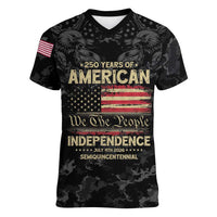 United States Women V-Neck T-Shirt Semiquincentennial Anniversary - Camo Style