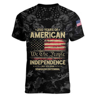 United States Women V-Neck T-Shirt Semiquincentennial Anniversary - Camo Style
