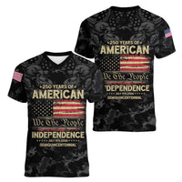 United States Women V-Neck T-Shirt Semiquincentennial Anniversary - Camo Style