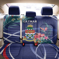 Personalized Cayman Islands Back Car Seat Cover Coat Of Arms Tropical Flowers