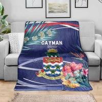 Personalized Cayman Islands Blanket Coat Of Arms Tropical Flowers