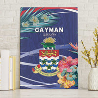 Personalized Cayman Islands Canvas Wall Art Coat Of Arms Tropical Flowers
