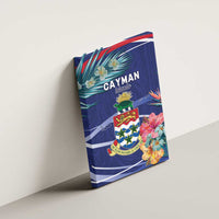 Personalized Cayman Islands Canvas Wall Art Coat Of Arms Tropical Flowers