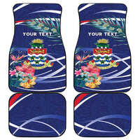 Personalized Cayman Islands Car Mats Coat Of Arms Tropical Flowers