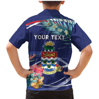 Personalized Cayman Islands Family Matching Mermaid Dress and Hawaiian Shirt Coat Of Arms Tropical Flowers