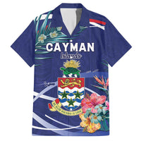 Personalized Cayman Islands Hawaiian Shirt Coat Of Arms Tropical Flowers