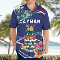 Personalized Cayman Islands Hawaiian Shirt Coat Of Arms Tropical Flowers