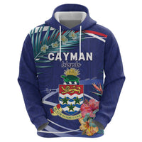Personalized Cayman Islands Hoodie Coat Of Arms Tropical Flowers