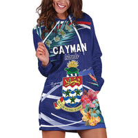 Personalized Cayman Islands Hoodie Dress Coat Of Arms Tropical Flowers