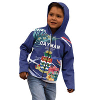 Personalized Cayman Islands Kid Hoodie Coat Of Arms Tropical Flowers